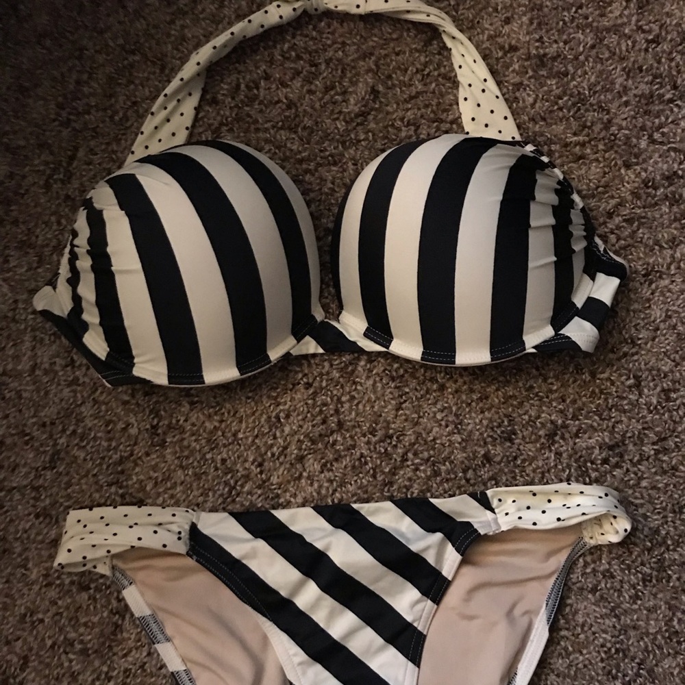 Striped and polka dot bikini